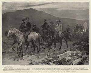 Corresponsales de prensa saliendo de Volo con los cónsules en una misión de paz hacia los turcos en Velestino de Frank Dadd